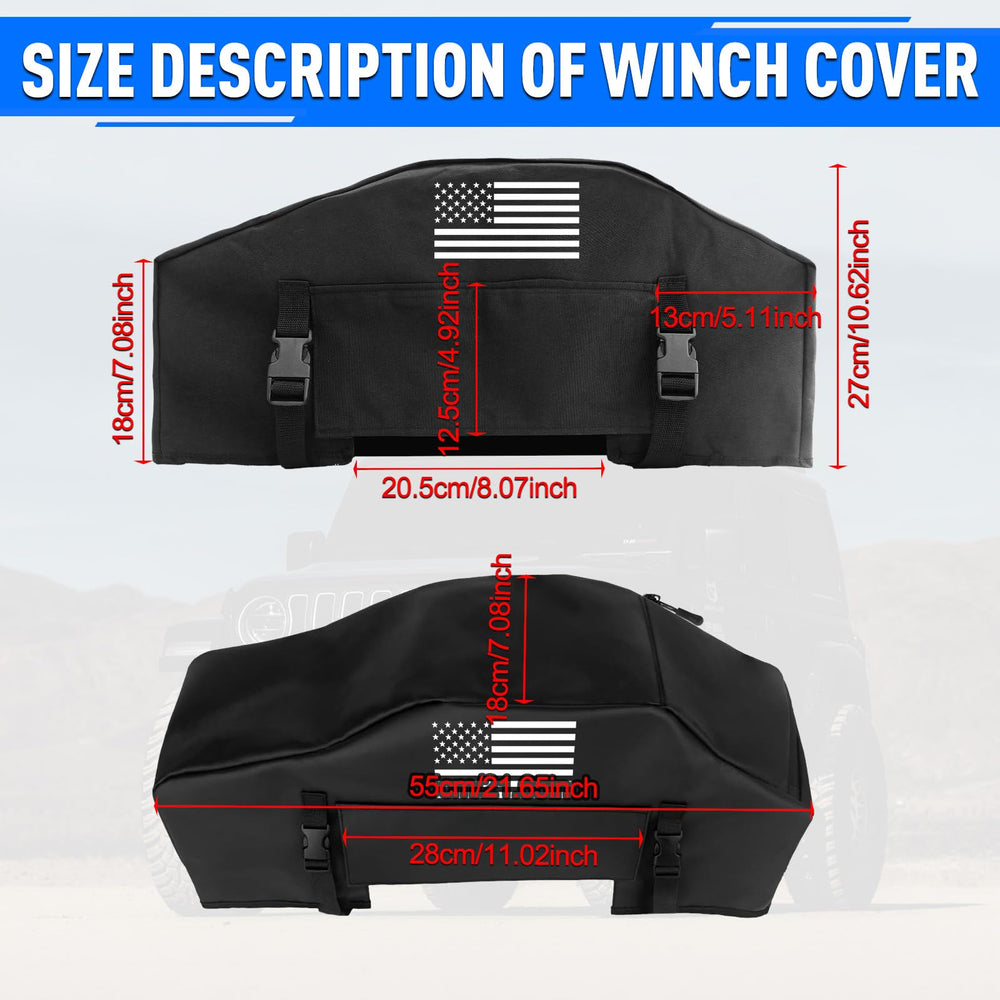 Close-up of waterproof Oxford fabric on Addsafety winch cover for outdoor use