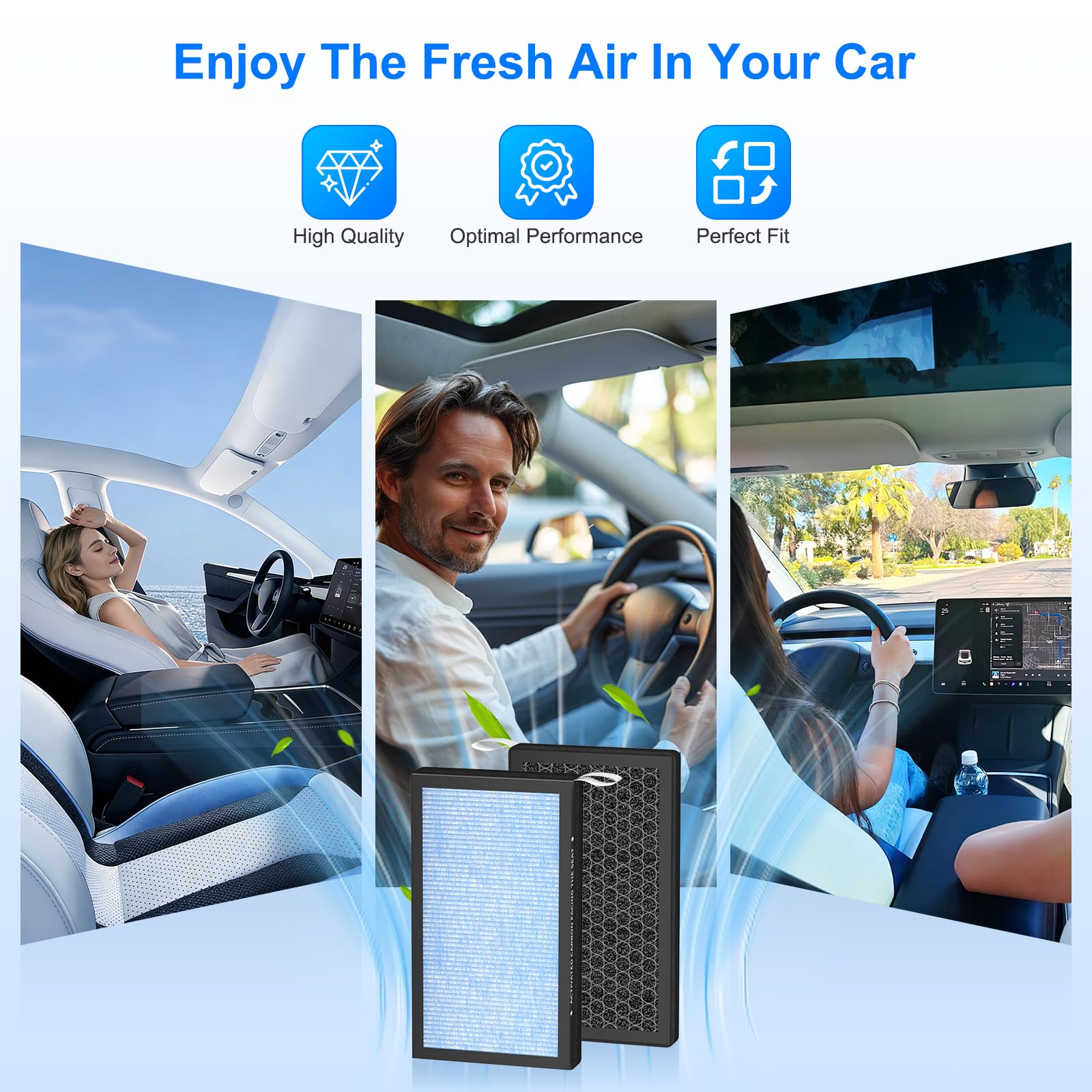 ADDUBEAU Model 3/Y cabin filter helps maintain cleaner cabin air during drives.
