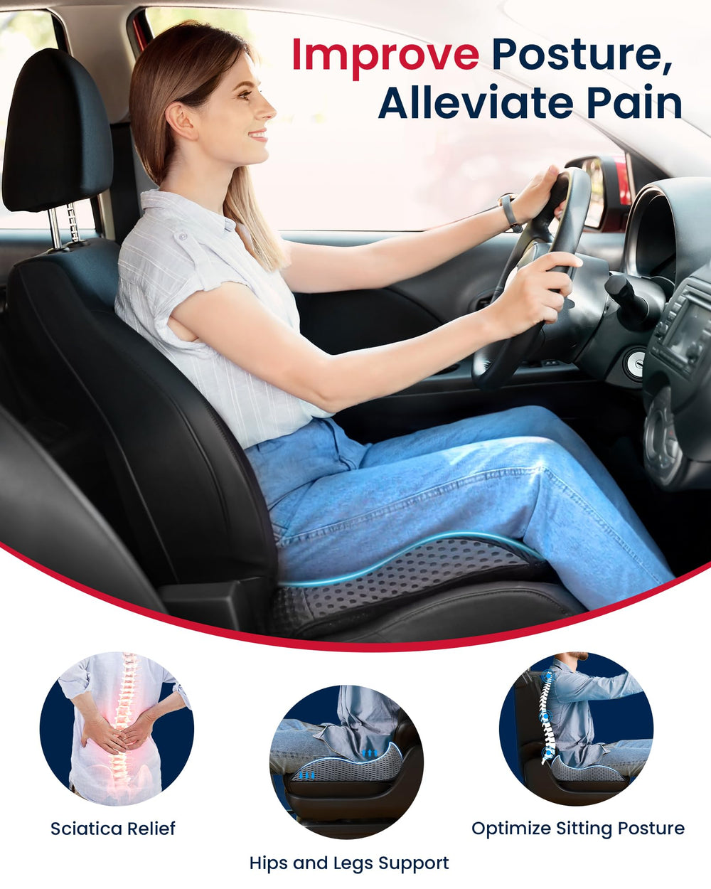 ADERI Gel Wedge Cushion raised back improves road visibility