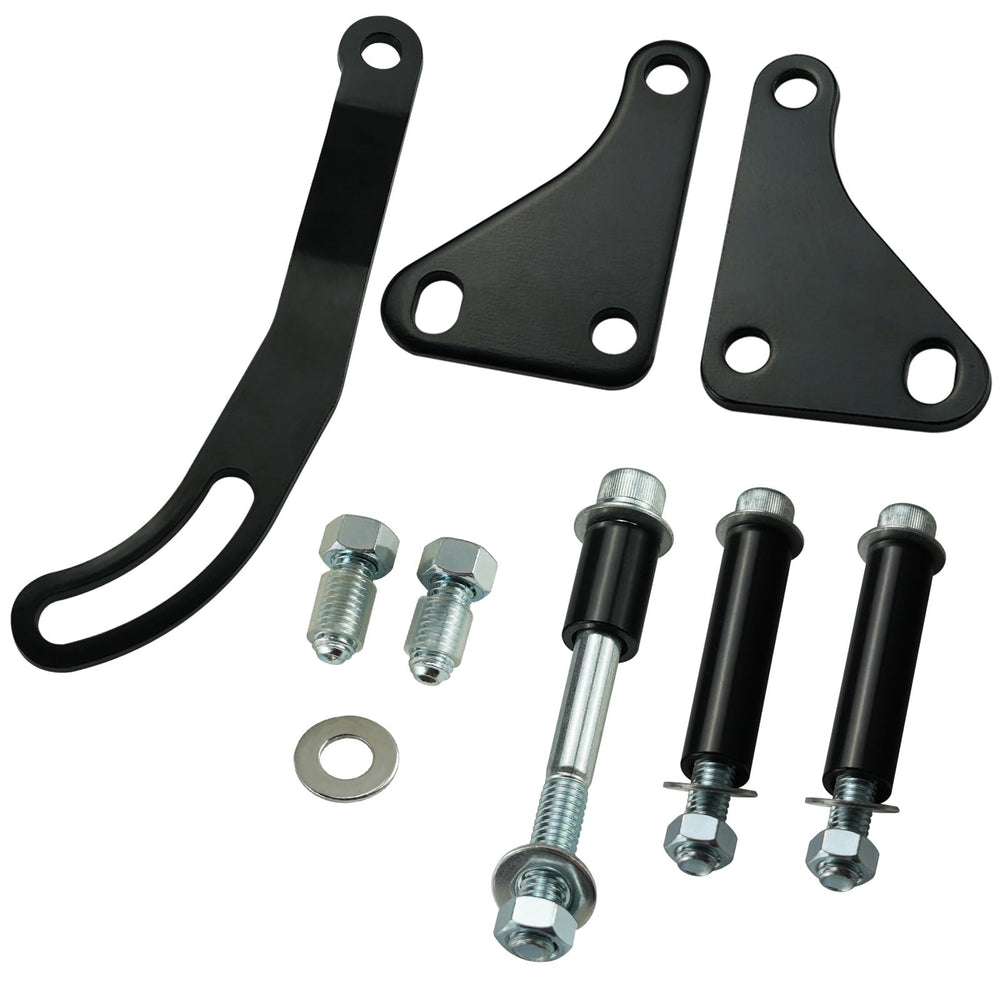 Adorish power steering bracket top mount view for flexible fit on Chevy engines