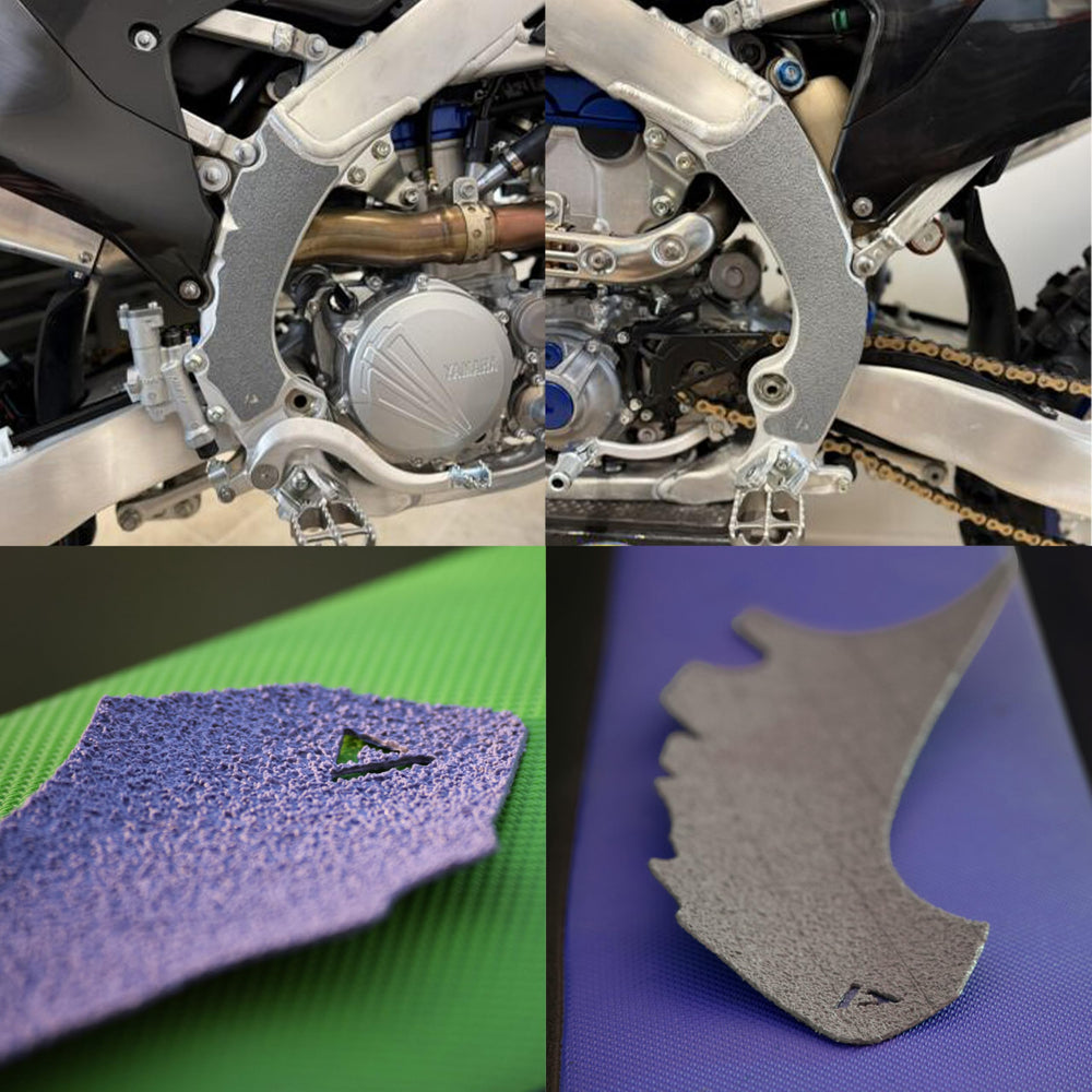 Adrenaline Addicts grip tape installed on frame provides protective surface against scratches.