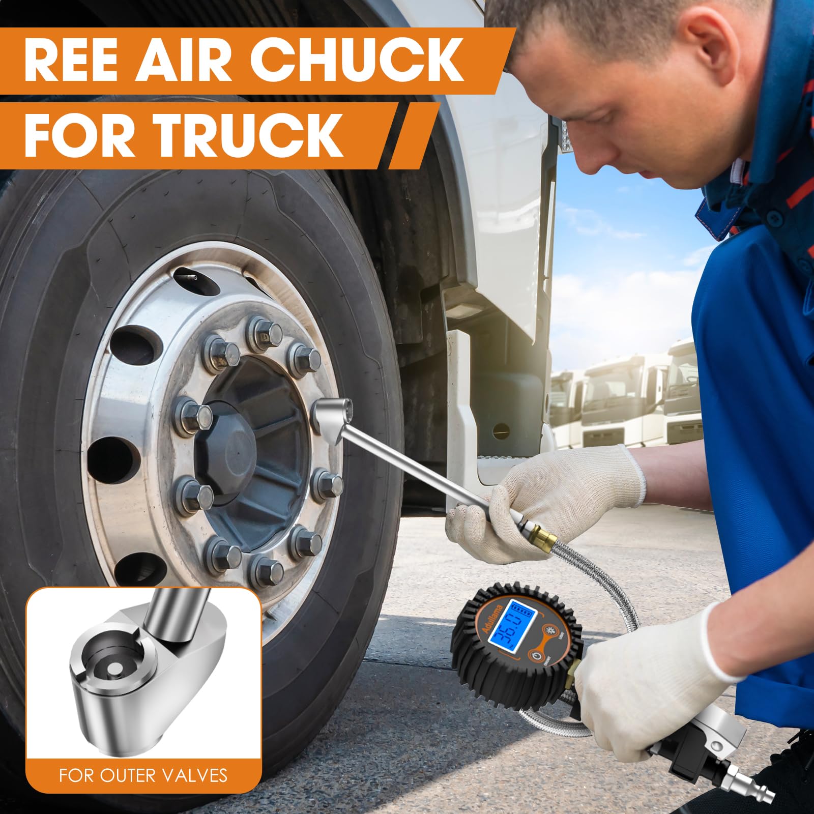Adullama compatible with ¼” NPT compressors for wide vehicle tire coverage.