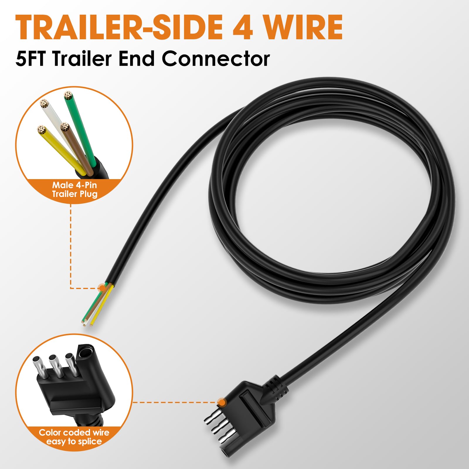 Adullama 4-pin flat connector close-up showing sturdy plug for reliable trailer hookup