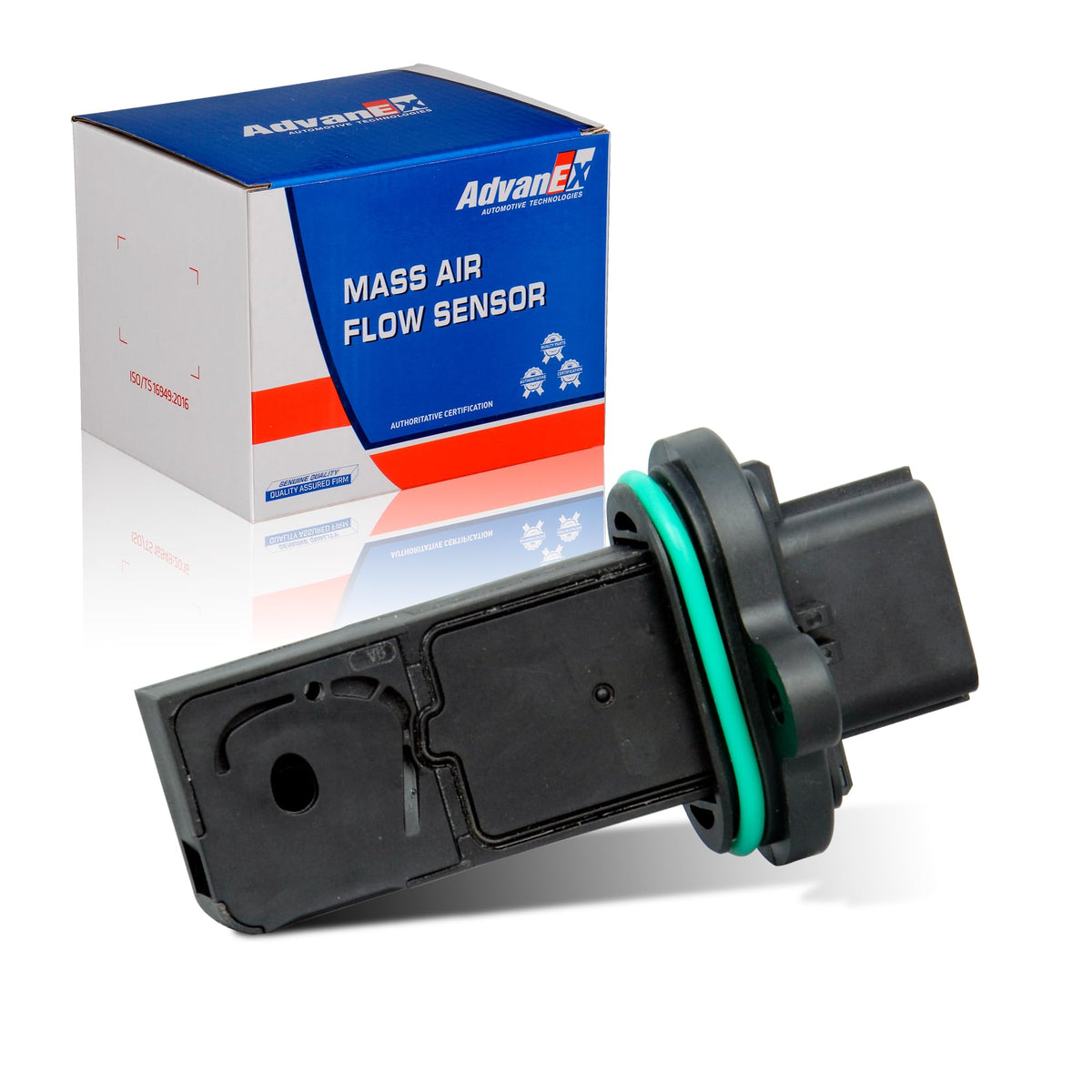 AdvanEX MAF sensor front view with OE-style connector for easy replacement
