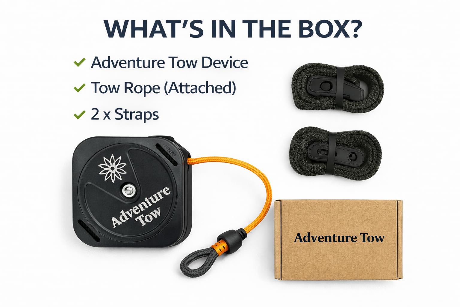ADVENTURE TOW anti-tangle design keeps rope off ground on climbs.