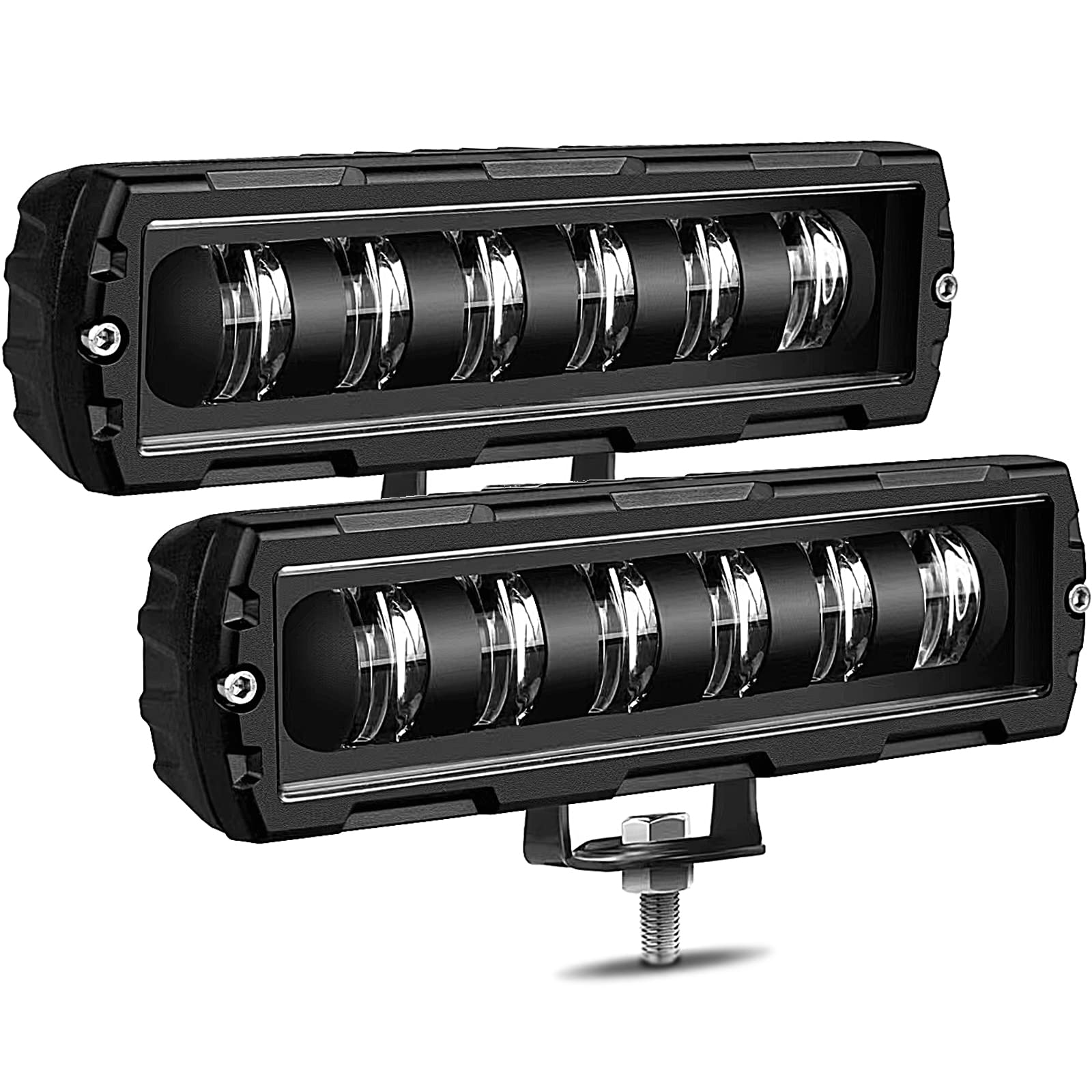 Adzoon 6-inch light bar pair floods the road for safer night driving.