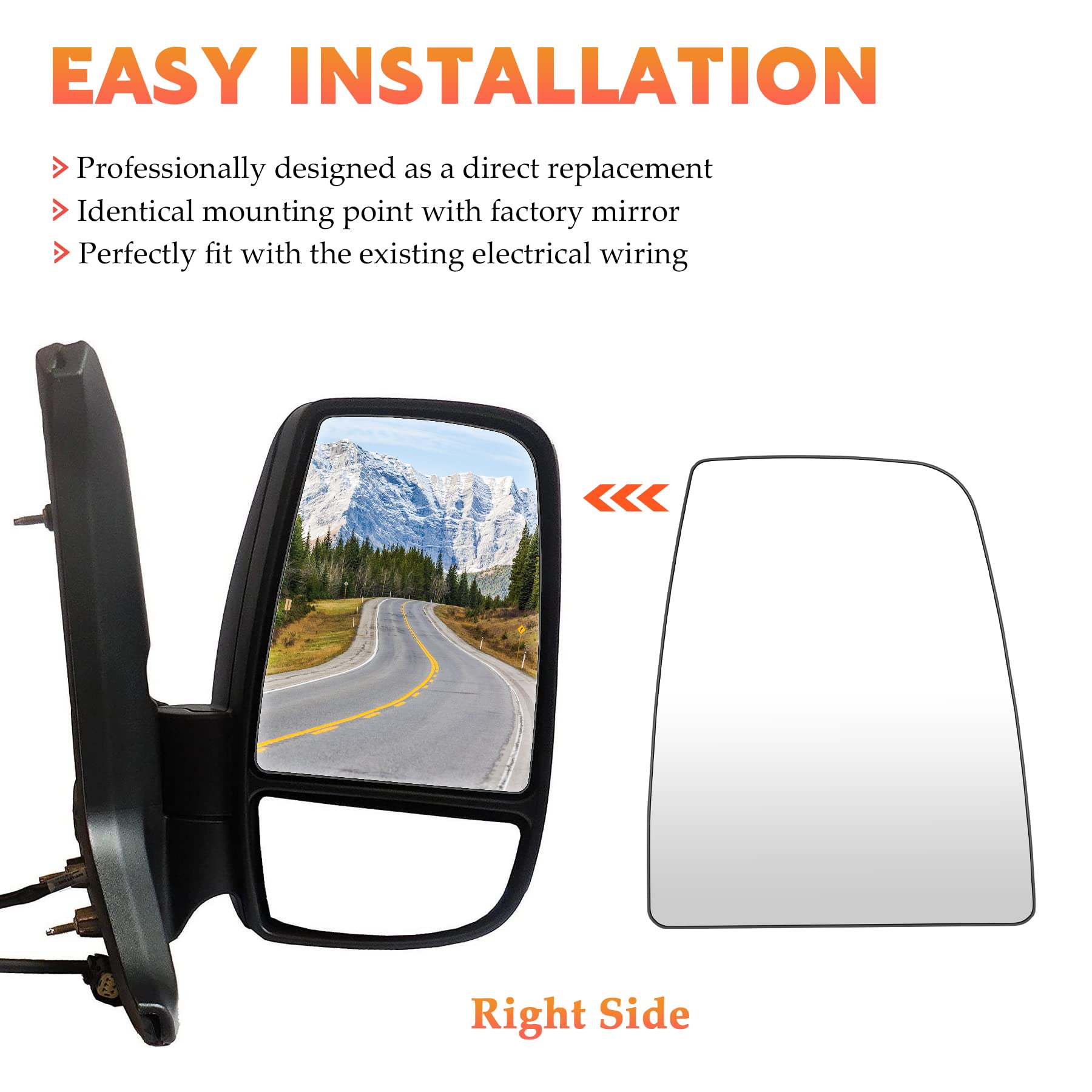 Aeagle CK4Z17K707B/D compatible mirror for Transit models enhances fit