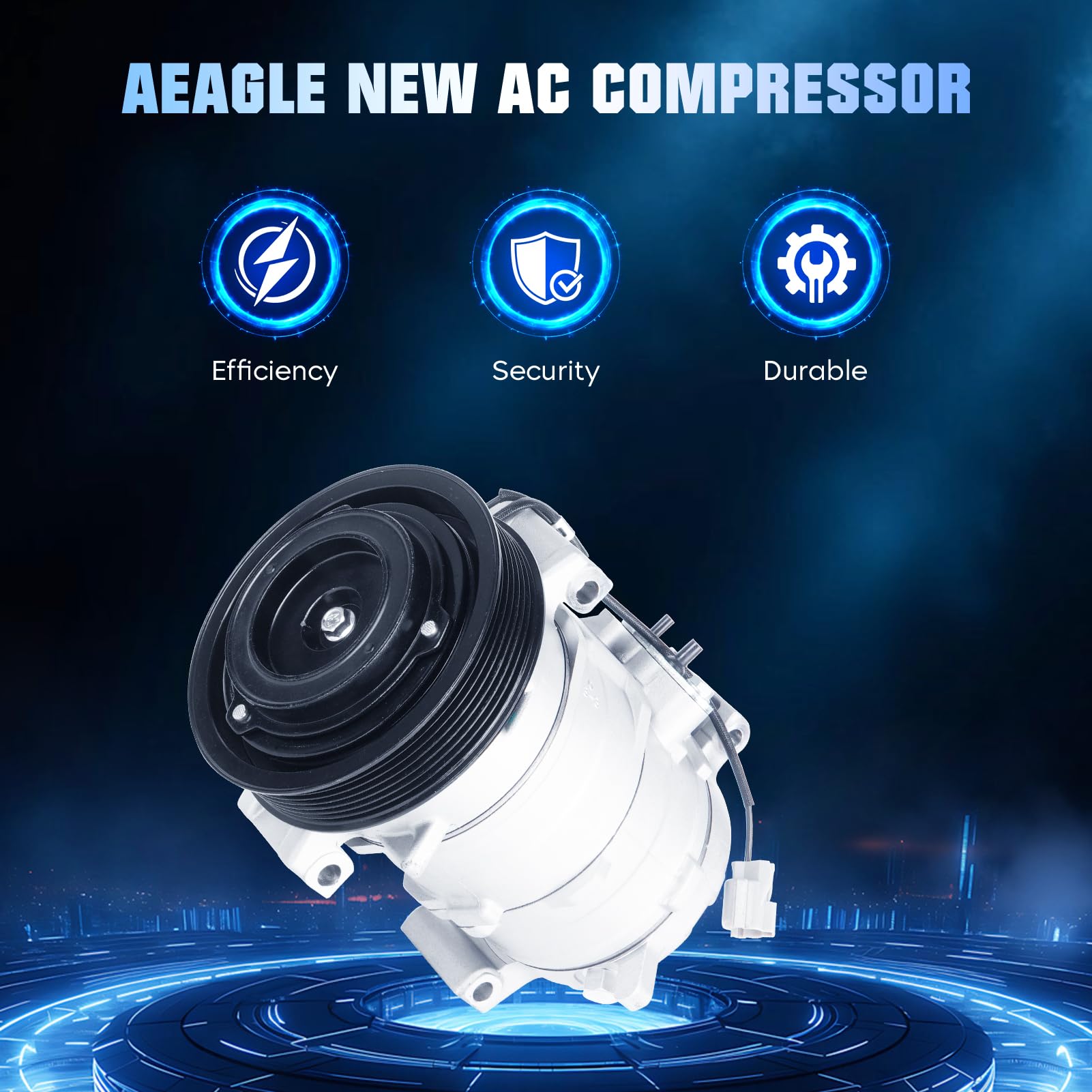 Aeagle compressor pulley close-up showing 7-groove design for reliable belt drive.
