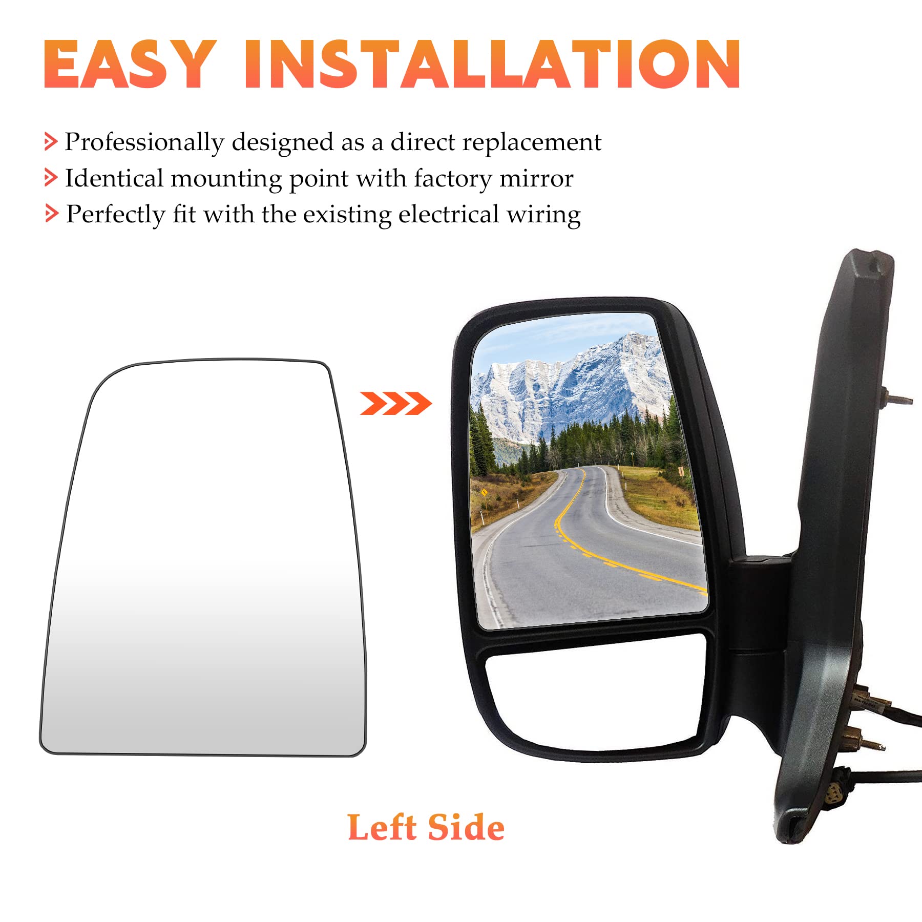 Aeagle convex heated mirror glass for Ford Transit visibility