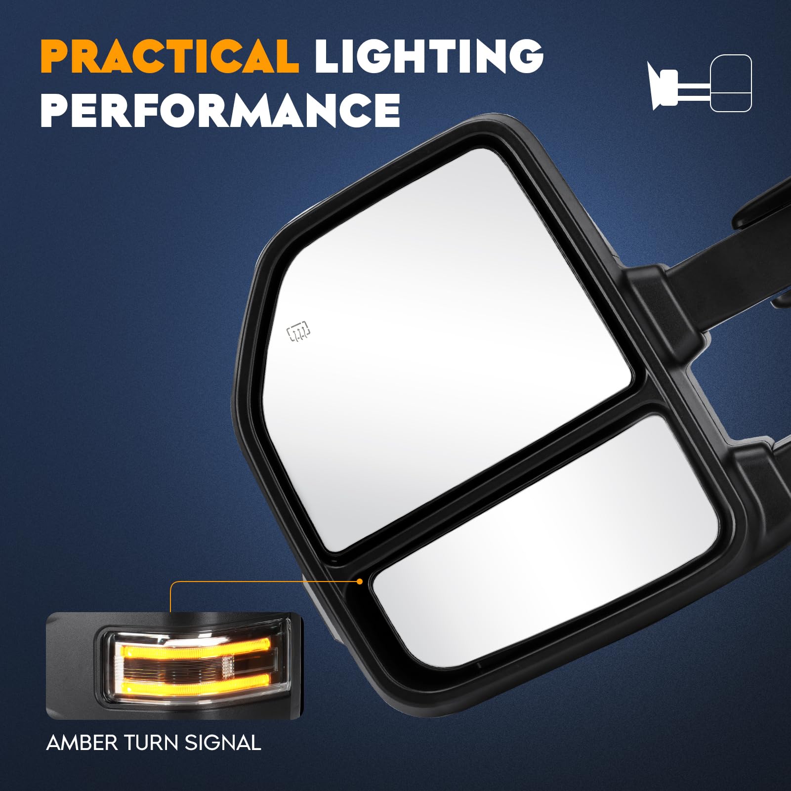 Aeagle F-150 mirror amber turn-signal for better signaling.