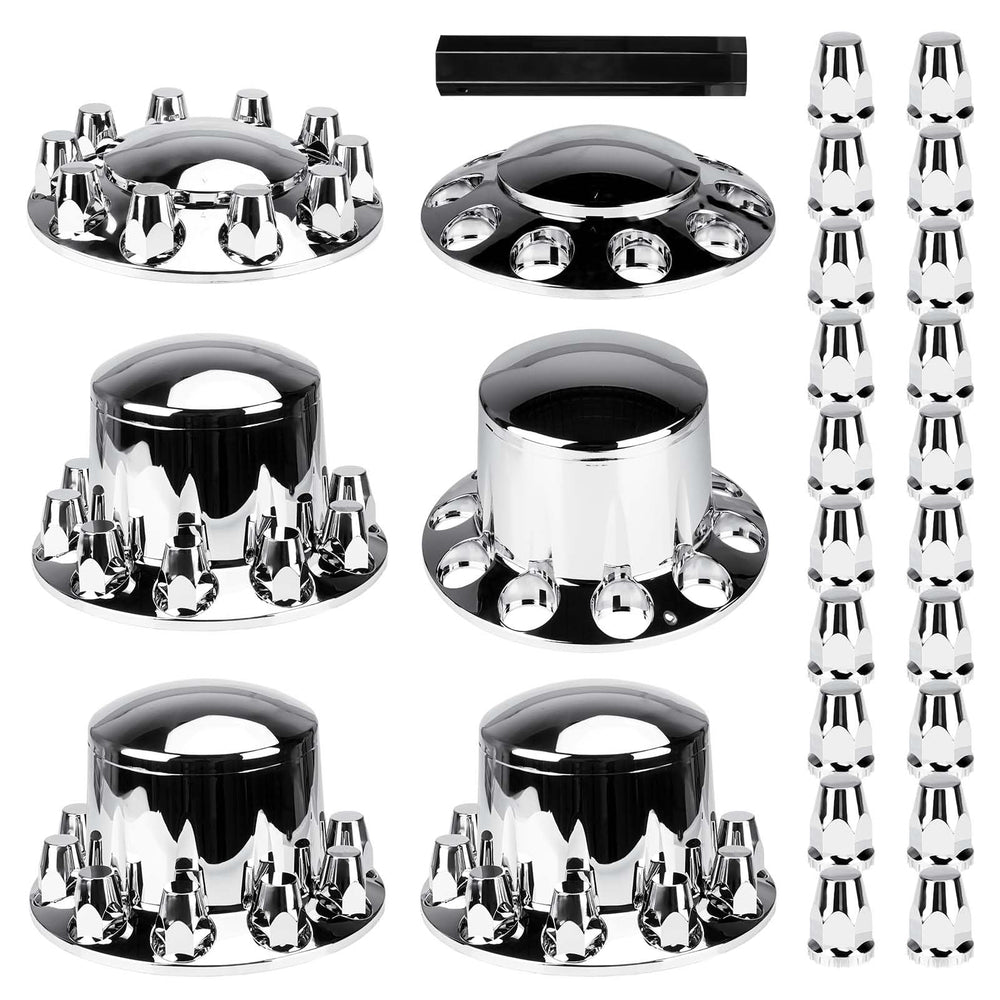 Aeagle front dome axle cover assembly protects the hub while adding chrome style.