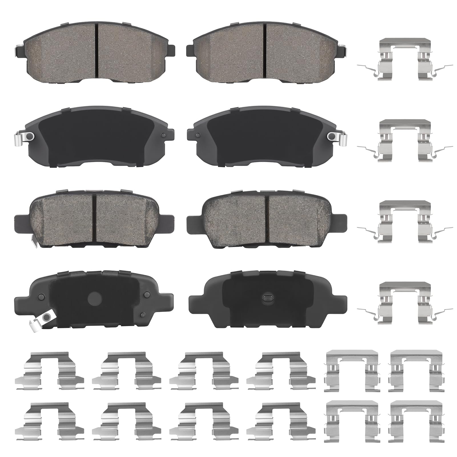 Aeagle front and rear ceramic brake pads for Nissan Altima, balanced stopping performance.