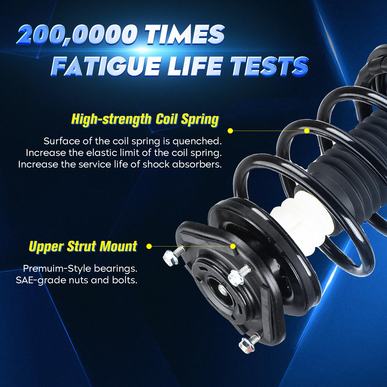 Aeagle front strut assembly with coil spring right enhances handling and comfort.