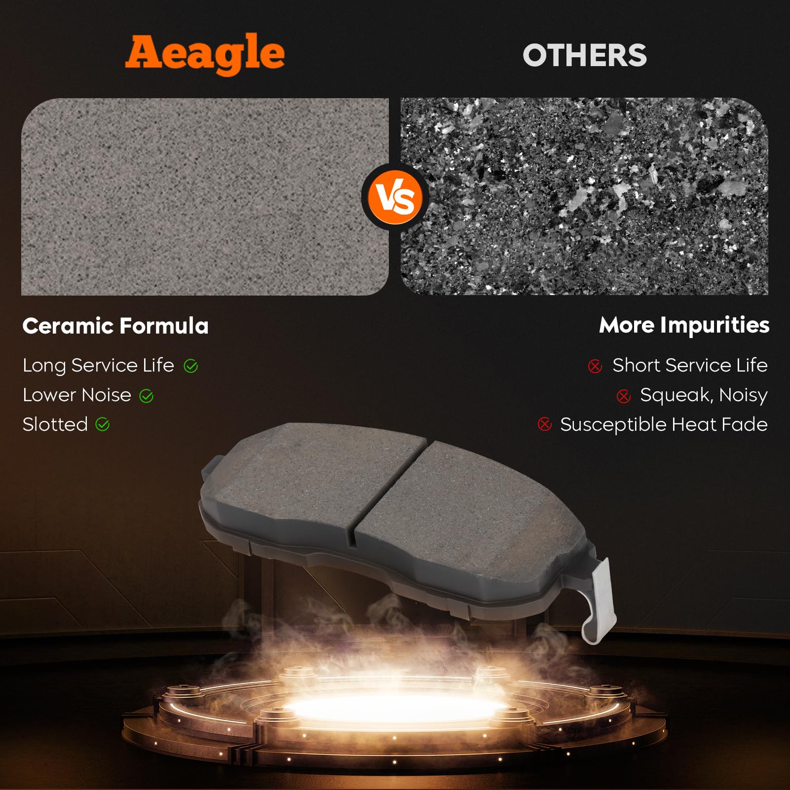 Aeagle grooved ceramic brake pads for Altima, quieter braking.