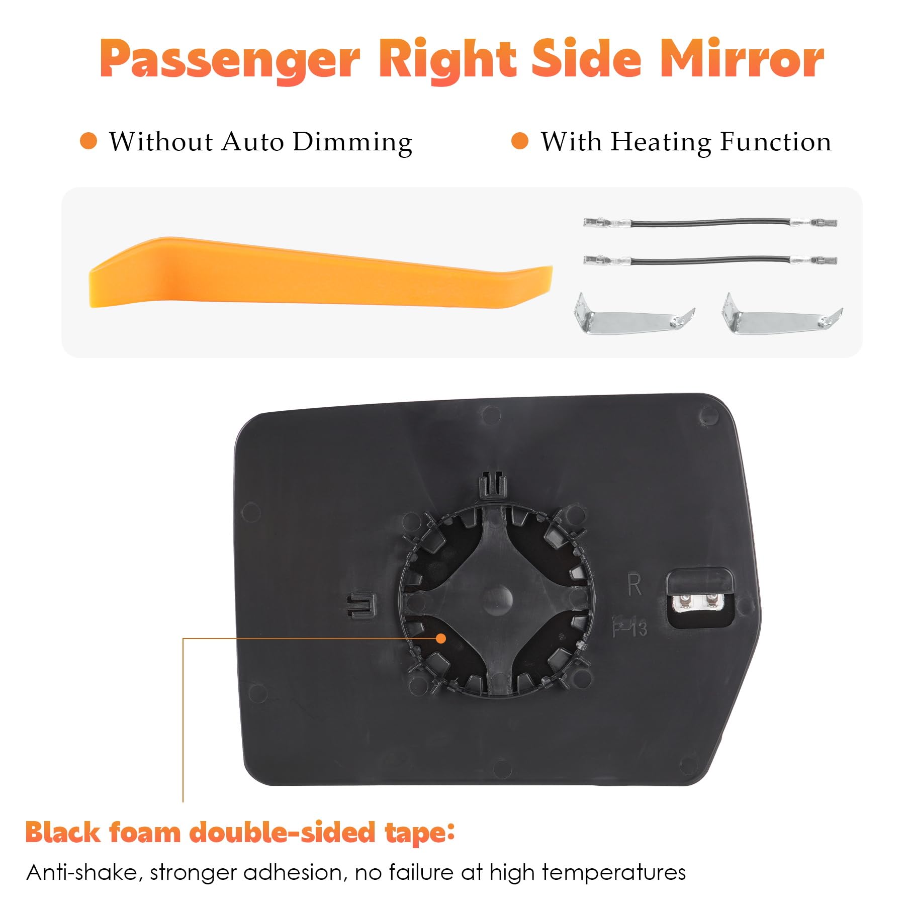 Aeagle heated convex mirror glass close-up shows heating element for fog-free viewing