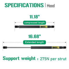 Aeagle hood lift support for Crosstour 2012-2015 enables smooth, reliable opening
