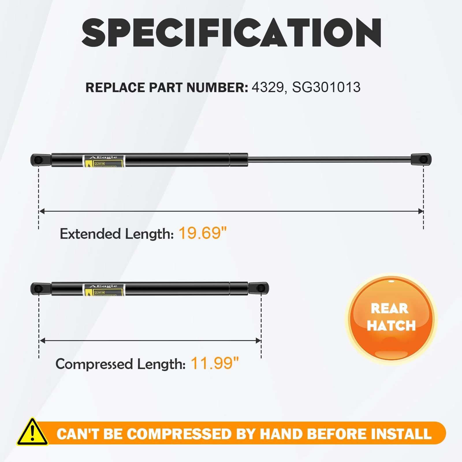 Aeagle lift-support gas spring assembly ensures controlled lift for the hatch.
