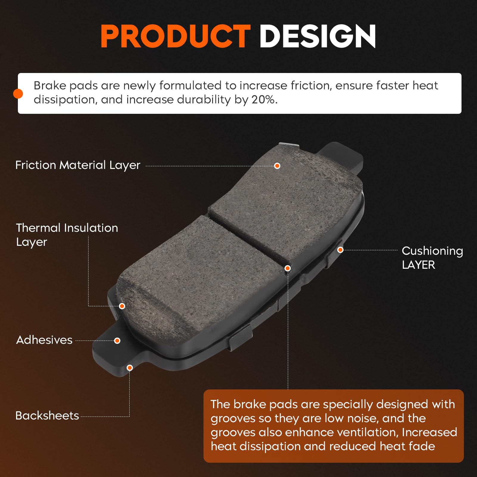 Aeagle rear ceramic brake pads for Infiniti Q50 deliver smooth stopping and long wear life.