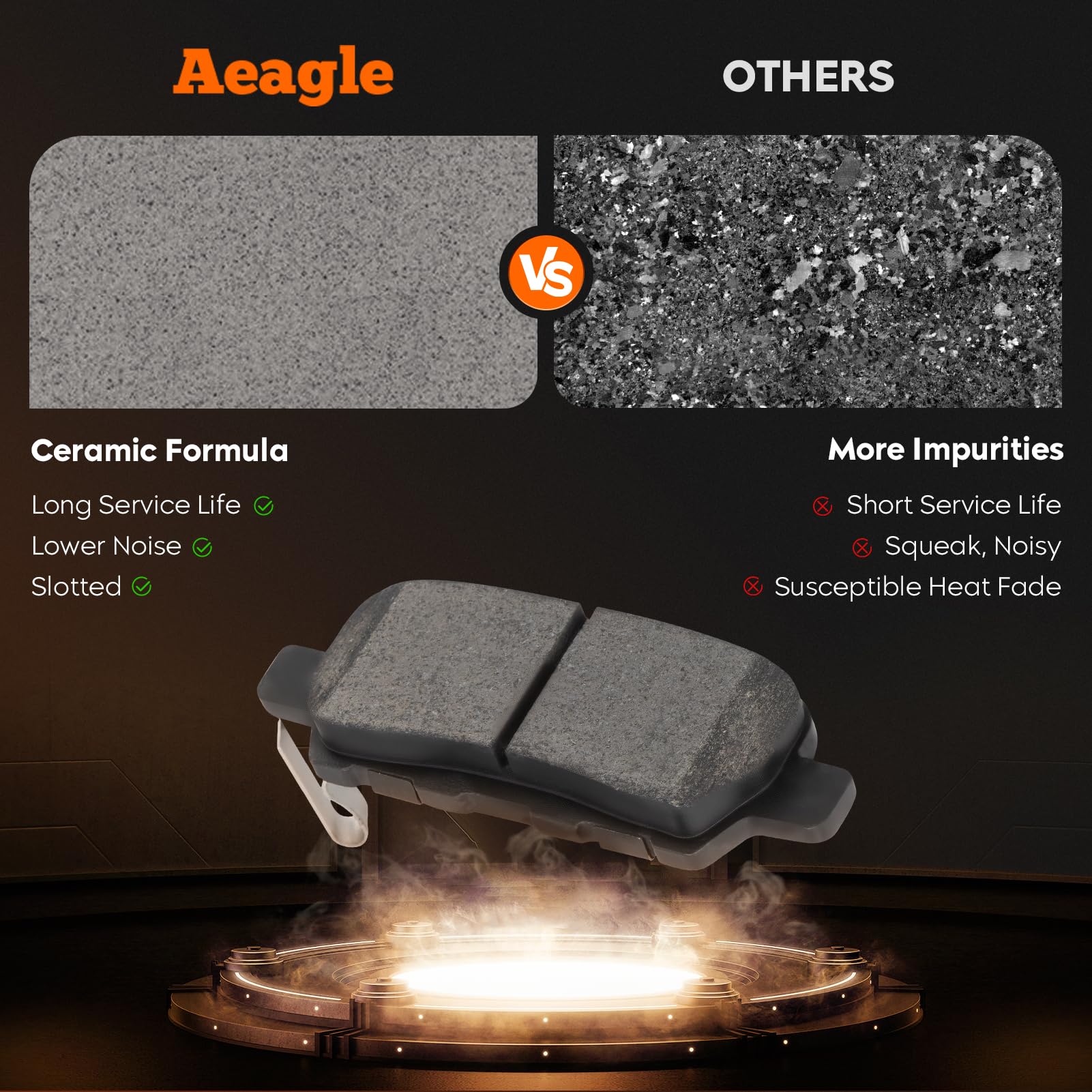 Aeagle rear ceramic brake pads for Nissan 350Z/370Z provide reliable stopping with heat resistance.