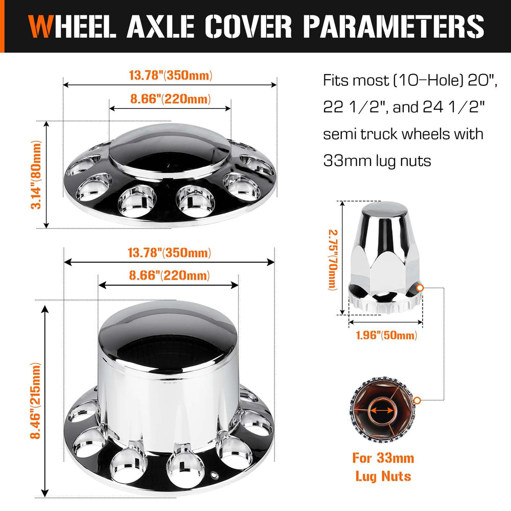 Aeagle rear dome axle cover assembly offers durable hub protection with a polished finish.
