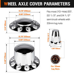Aeagle rear dome axle cover assembly offers durable hub protection with a polished finish.