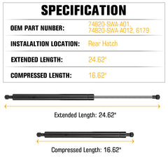 Aeagle rear hatch lift support for CR-V reduces tailgate effort during open.