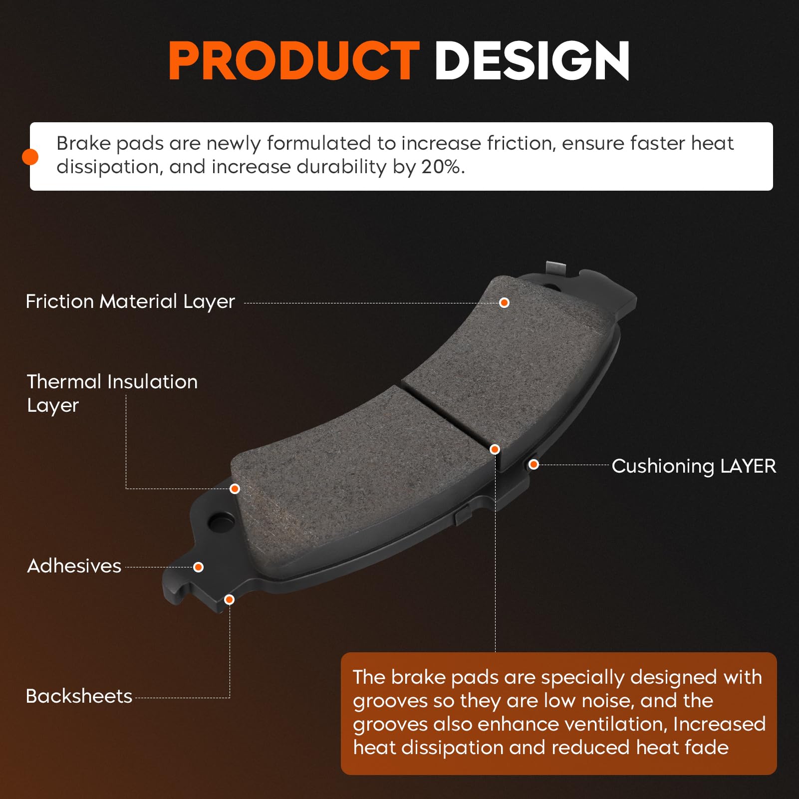 Aeagle rear brake pads for Chevy Tahoe deliver confident braking and reduced fade