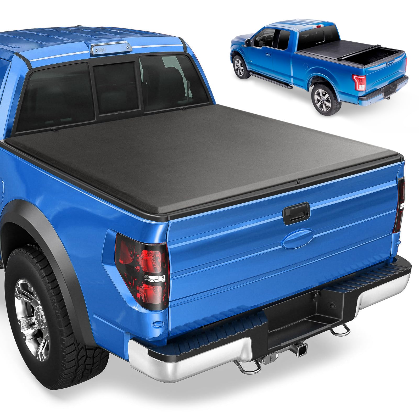 Aeagle soft roll-up tonneau on Ram 1500 New Body showing secure bed cover