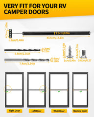 Aecsze RV door closer with adjustable tension adapts to door weight for smooth closes.