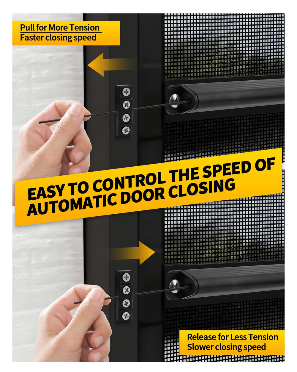 Aecsze universal-fit closer works with left or right-handed RV screen doors.