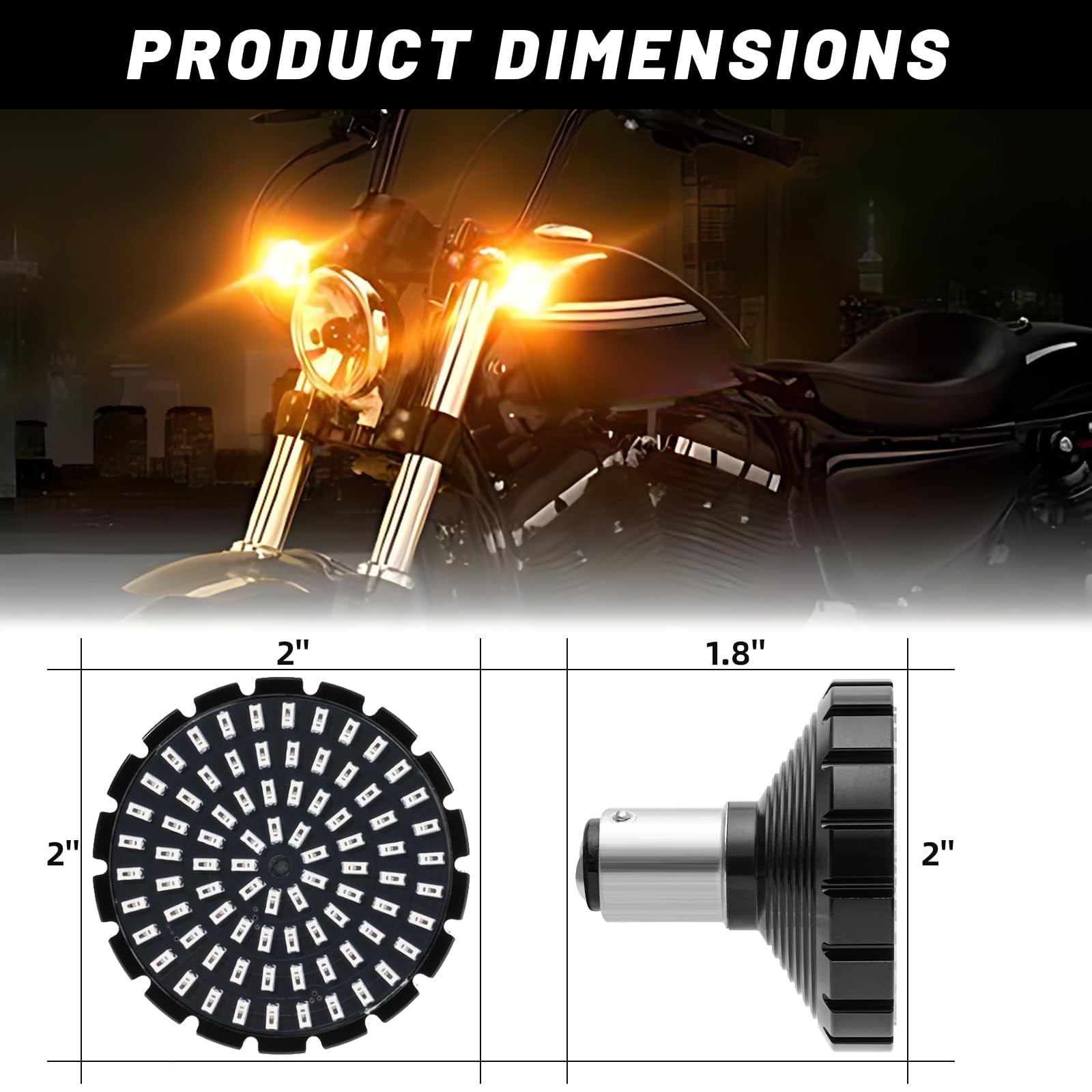 AEEAST 1157 LED turn signals mounted on a Harley, bright daytime presence.