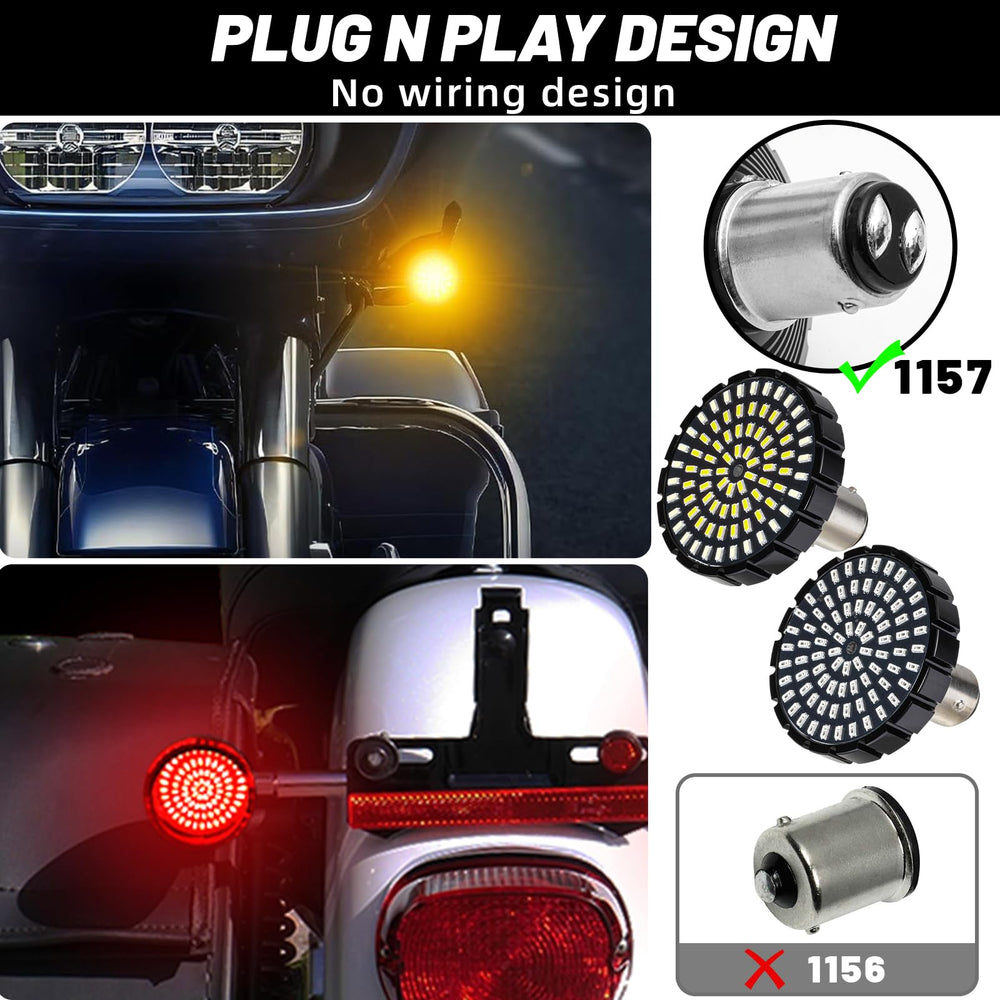 AEEAST 1157 LED turn signals plug-and-play installation illustration.