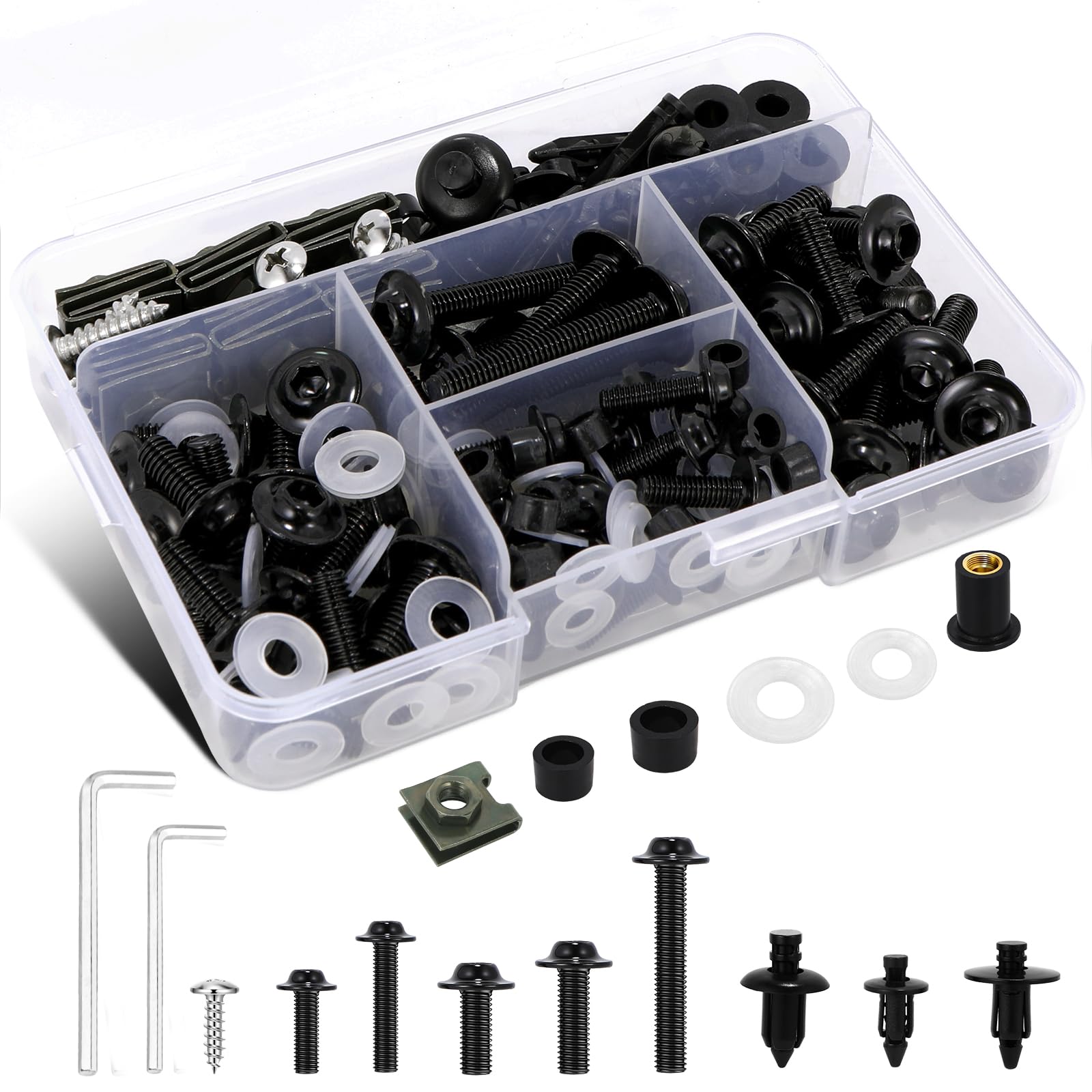 AEEAST 210Pcs fairing bolts universal fit for quick bike assembly