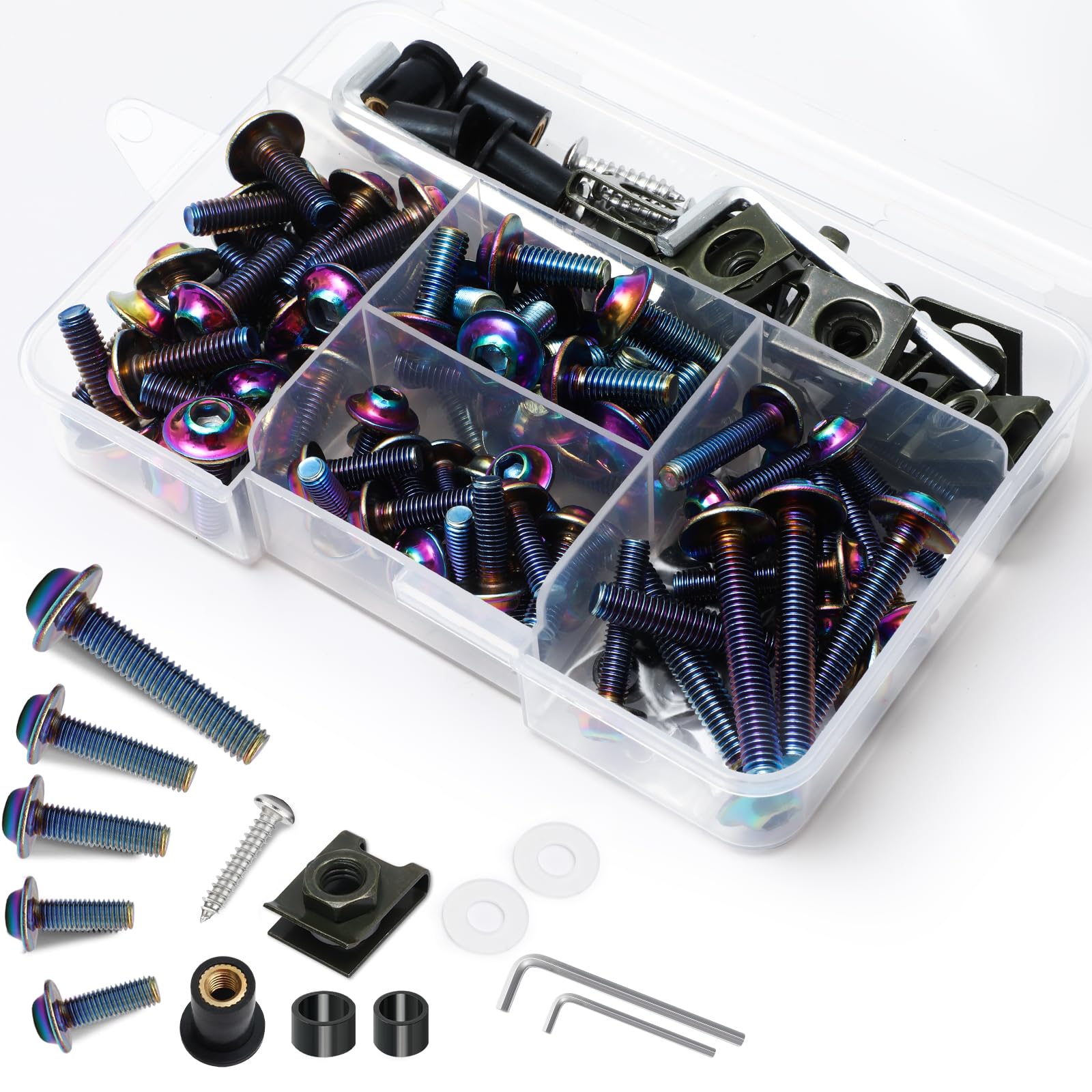 AEEAST M5 M6 stainless steel fairing bolts kit front view for durable mounting