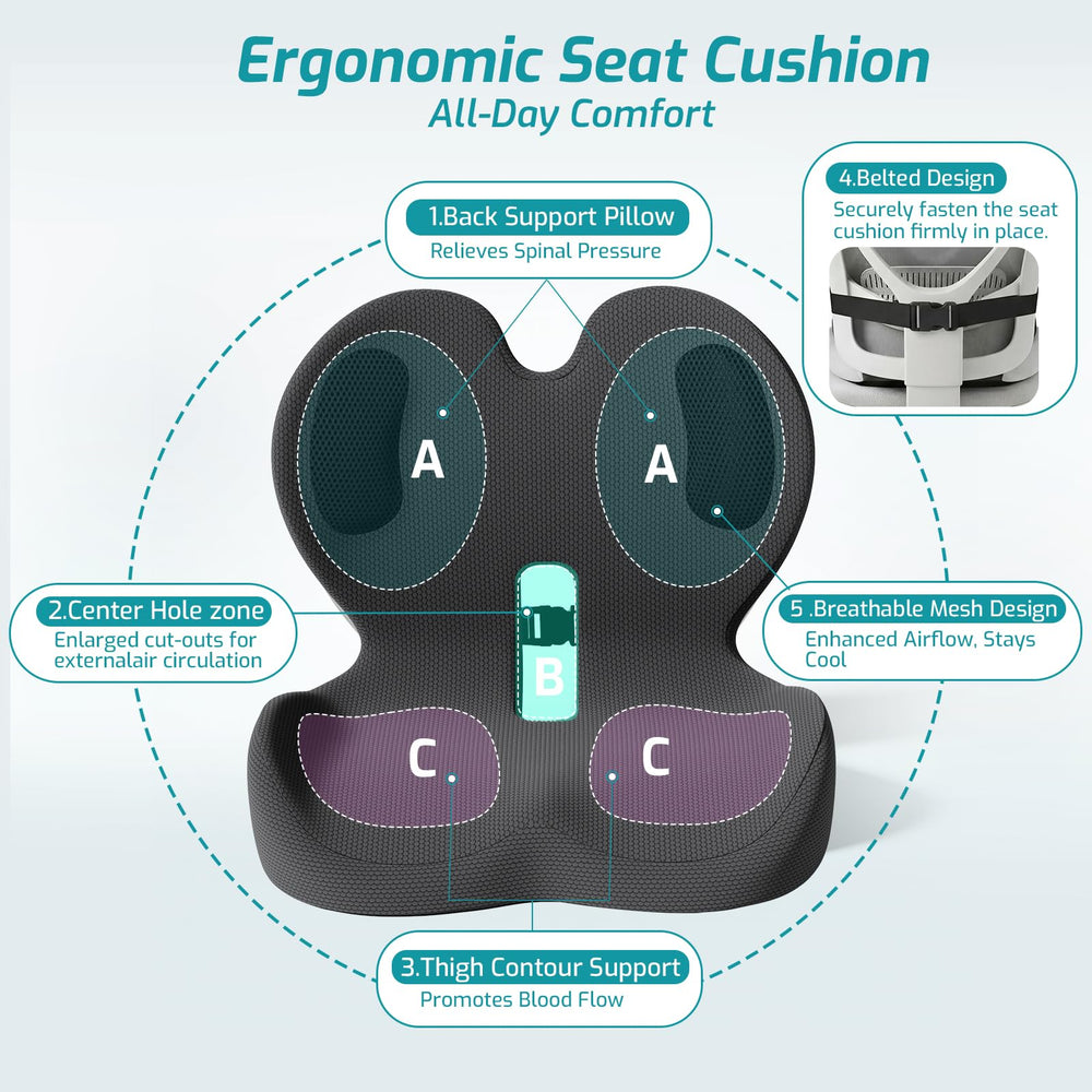 AEGIS car cushion hollow center enhances airflow and keeps you cooler during drives