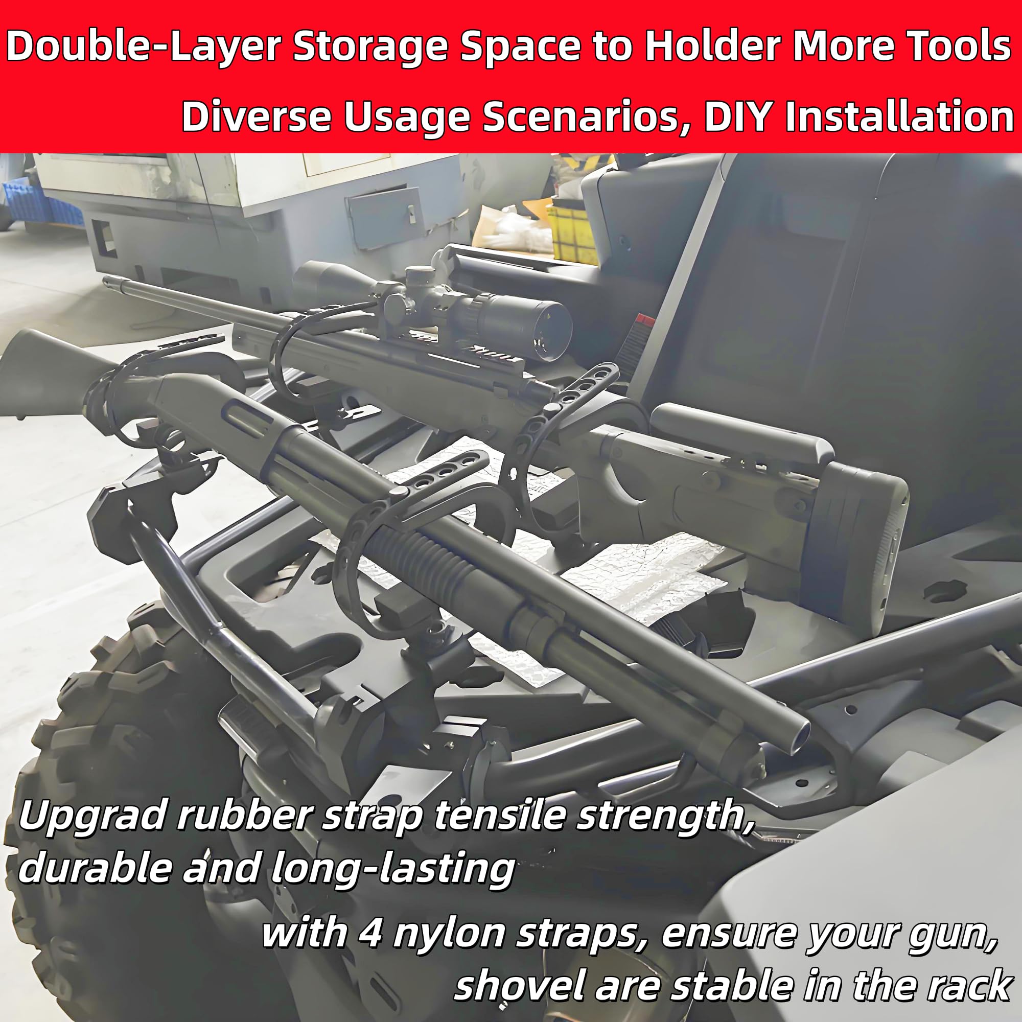 Aeloifft nylon straps keep guns and tools stable during transit.
