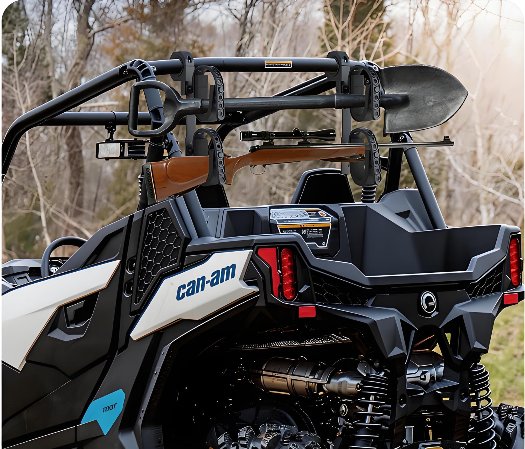 Aeloifft roll-bar gun holder showing compatibility with multiple bar sizes.