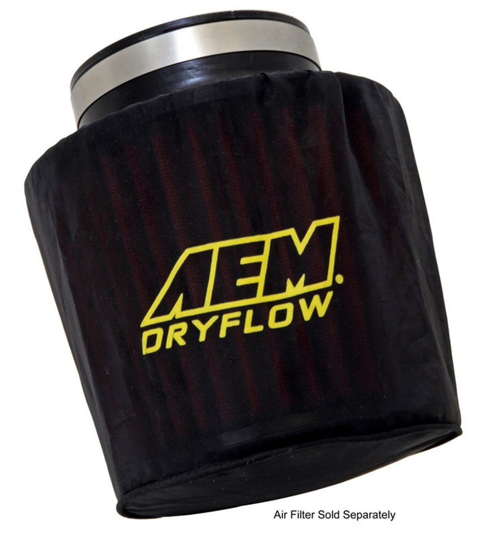 AEM 14000 black air filter wrap, packaging view, ready to shield from mud and splashes.