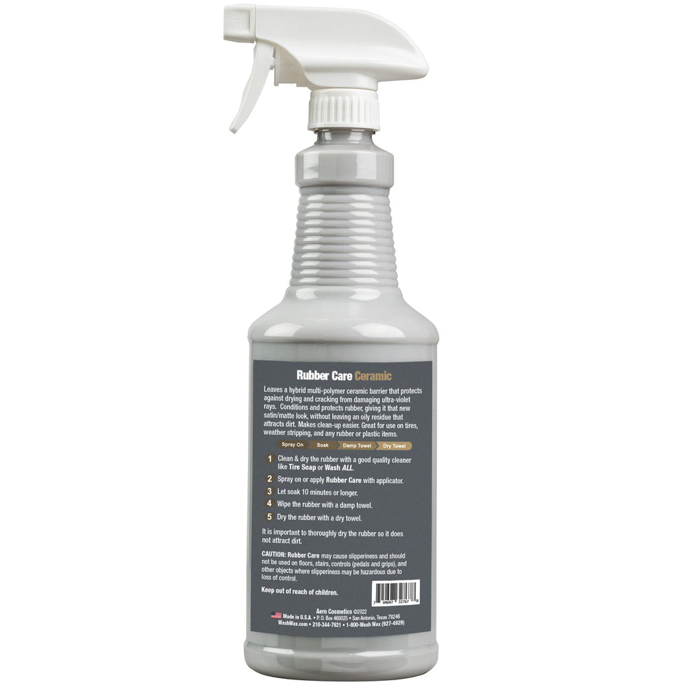 Aero Cosmetics Rubber Care applied to a tire for a refreshed, uniform look.