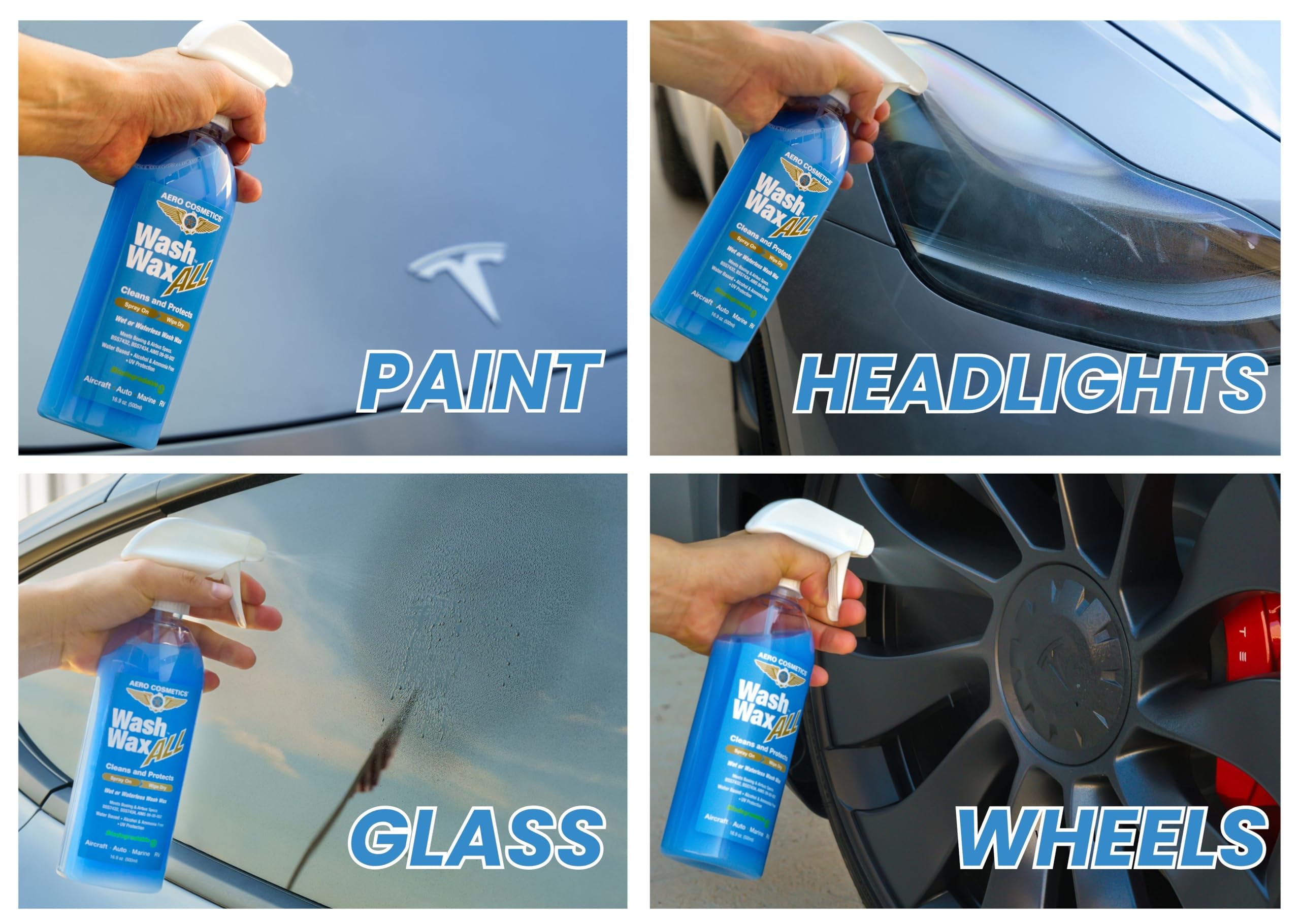 Aero Cosmetics Wash Wax All 128oz bottle for spray-on protection.
