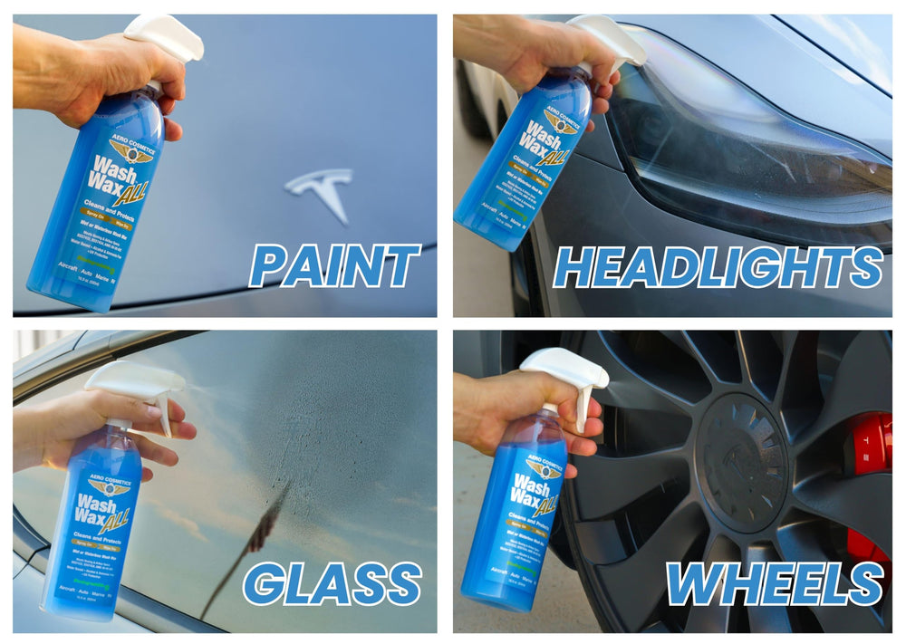 Aero Cosmetics Wash Wax All 128oz bottle for spray-on protection.