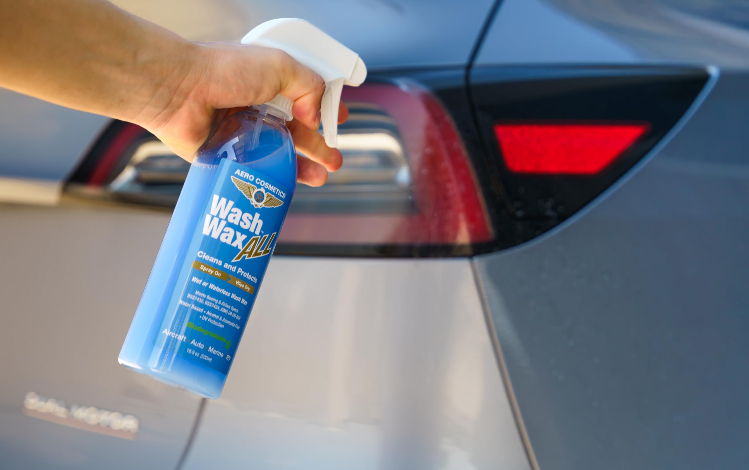 Aero Cosmetics wash-wax-anywhere ideal for on-site protection in parking lots.