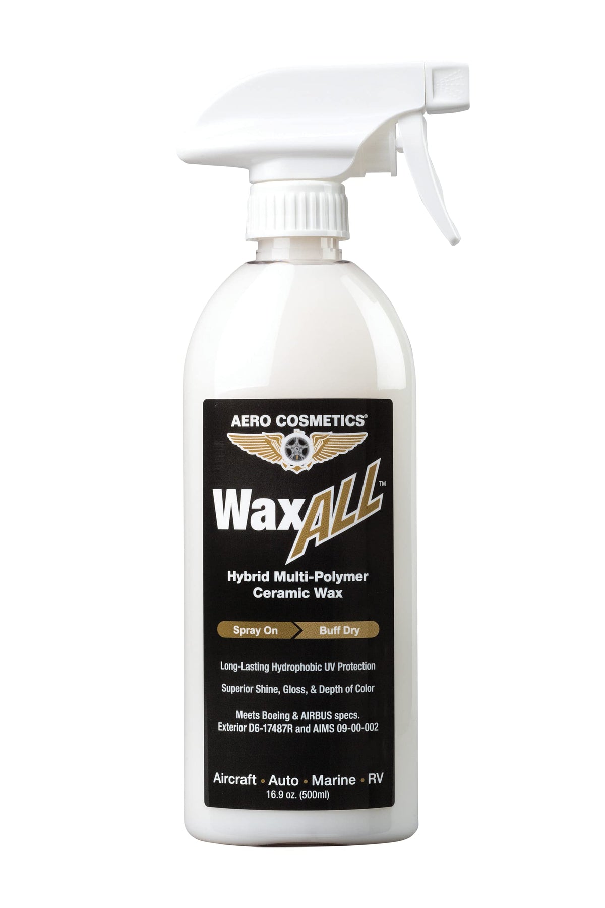 Aero Cosmetics Wax ALL bottle front showing premium ceramic protection for vehicles.