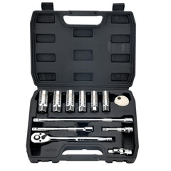 AEROFORCE 12-piece spark plug socket set with ratchet handle for easy engine access