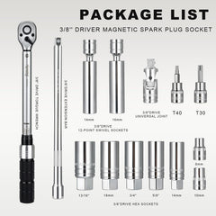 AEROFORCE swivel magnetic 16mm spark plug socket aids engine access.