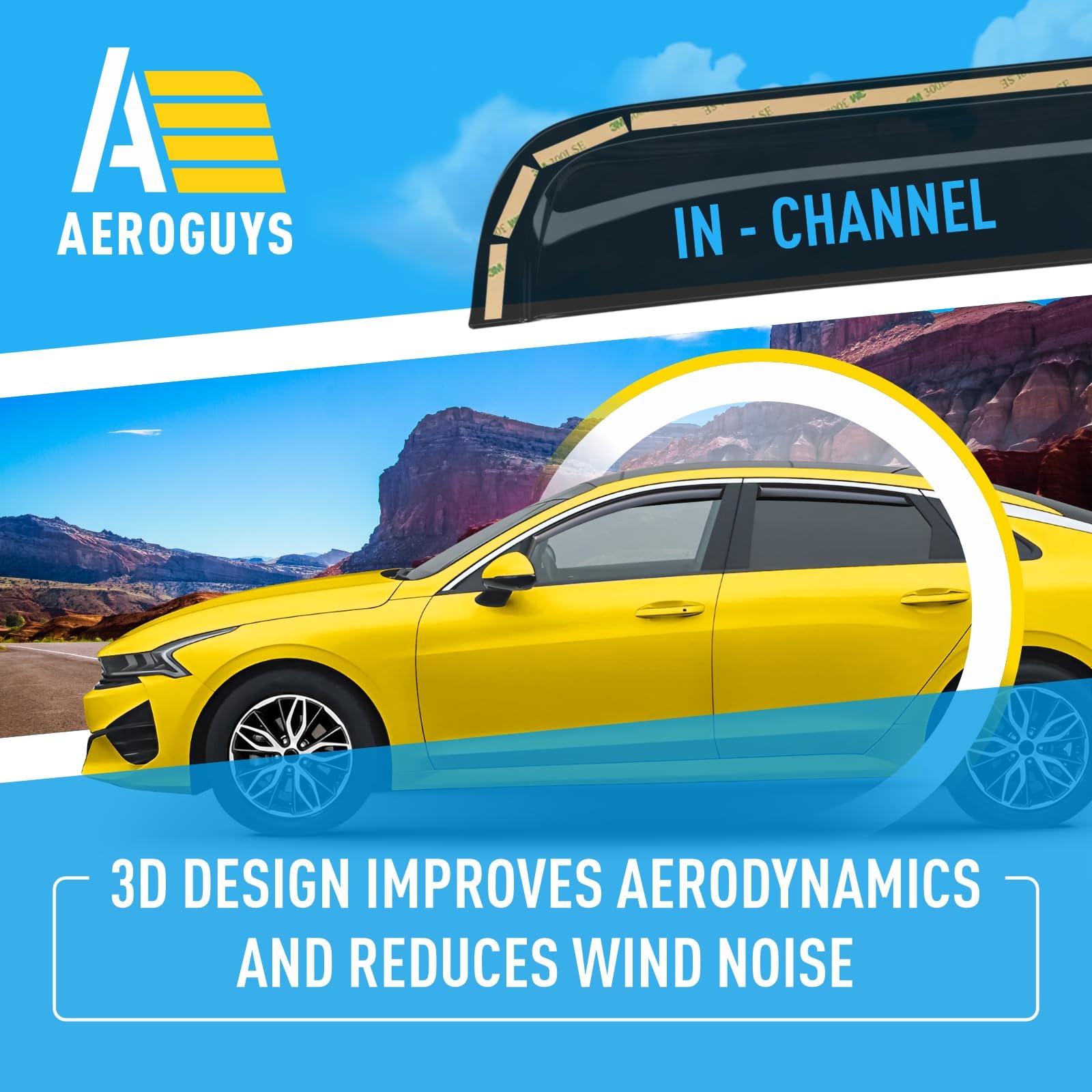 Sleek in-channel design enhances aerodynamics and styling.