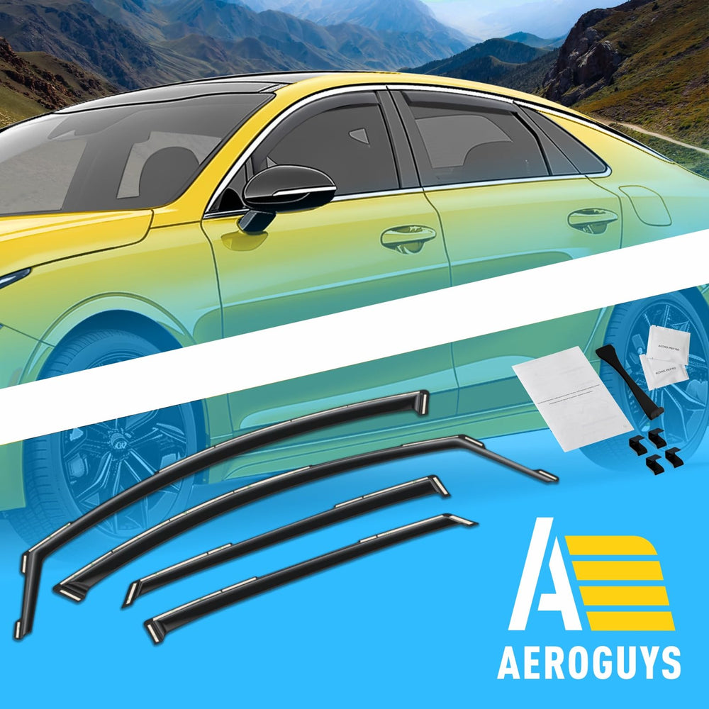 Water-resistant window deflectors help keep glass clear in rain.