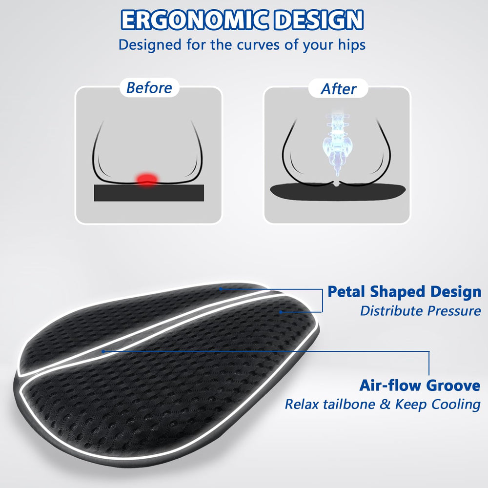 AEROiVi Airflow Pro seat pad providing ergonomic support for balanced riding comfort.