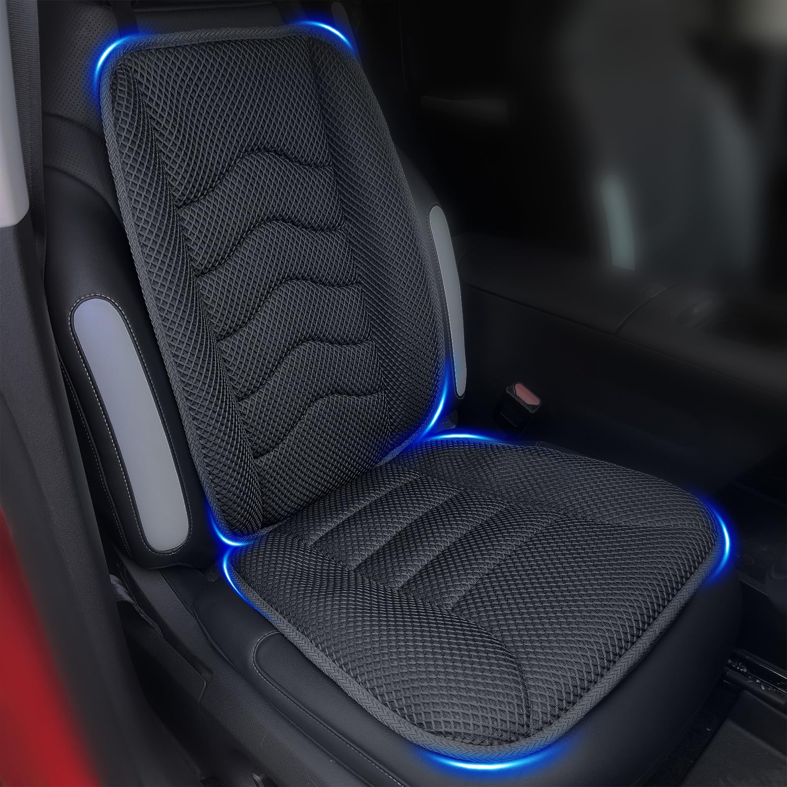 AEROiVi car seat cushion with back support pillow improves posture.