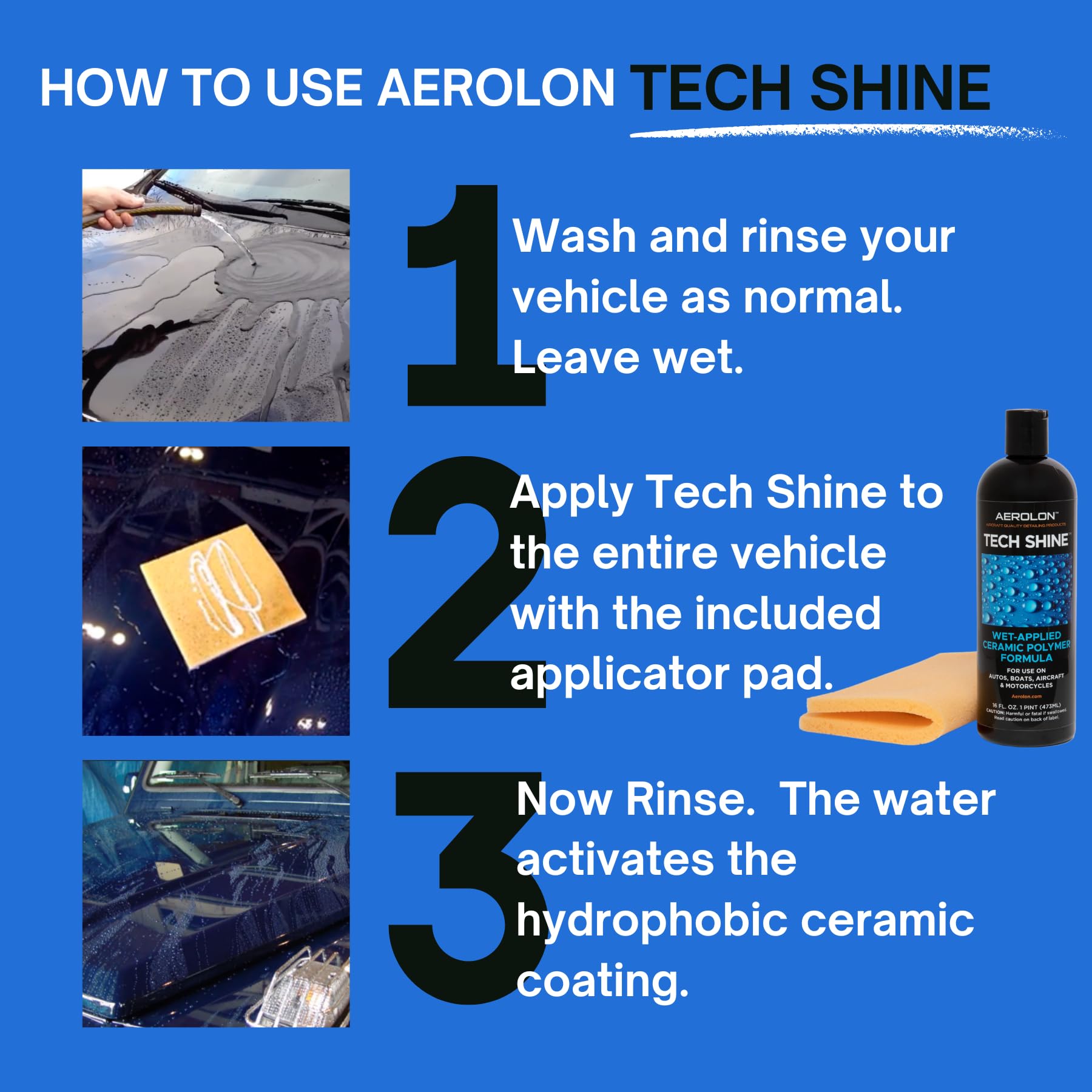 Aerolon Tech Shine being activated by a rinse after washing